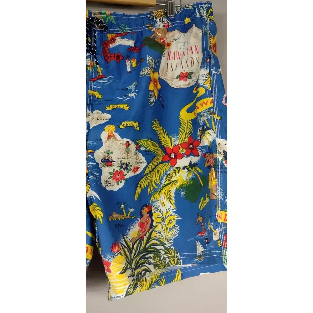 Tommy Hilfiger Men's Hawaiian Theme Swim Trunks Mesh Size XL beachy travelwear